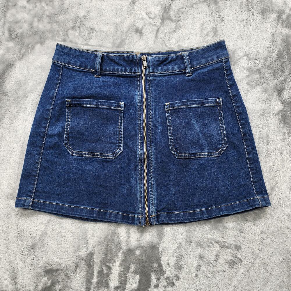 Sincerely Jules Skirt Womens 5/27 Juniors Blue Denim Zip Front Mini Cargo Casual